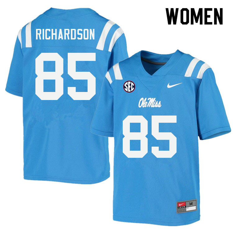 Jamar Richardson Ole Miss Rebels NCAA Women's Powder Blue #85 Stitched Limited College Football Jersey LAC1558CU